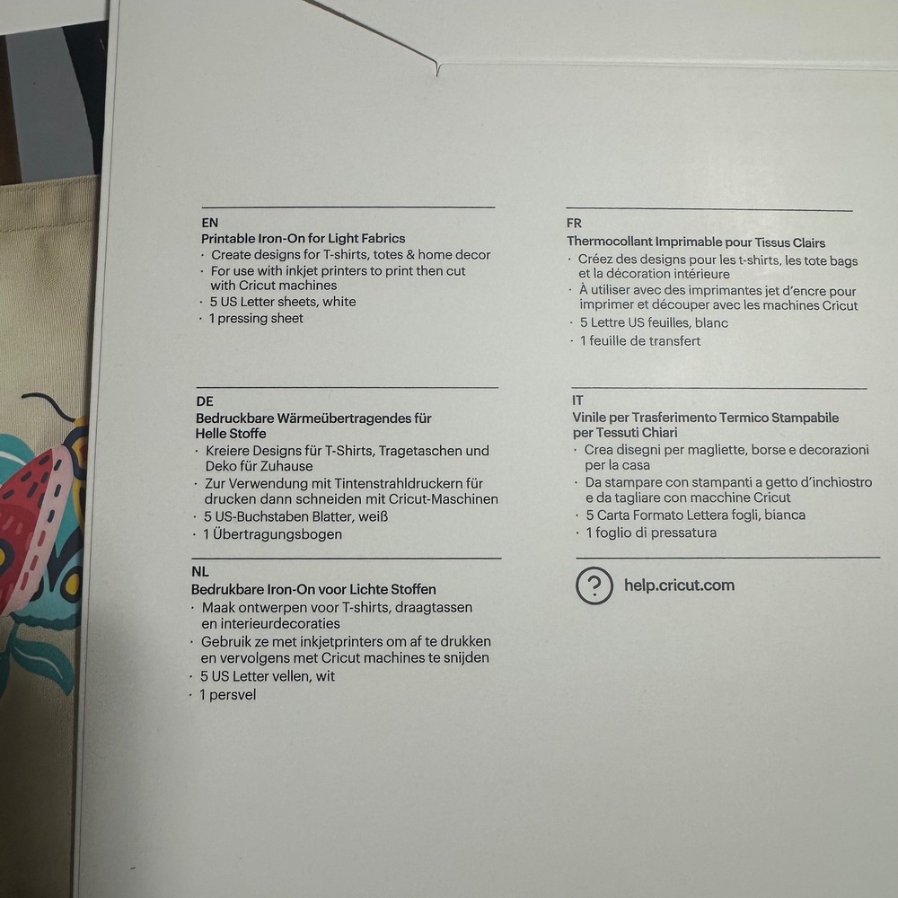 Cricut Printable Iron-On for Light Fabrics 5 Sheets White 8.5x11 Lot of 2 - Picture 7 of 7